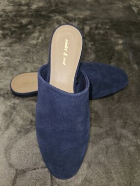 Violet & Red Charlize Blue Suede Slip-On Mules Womens Size 9.5